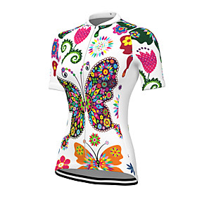 21Grams Women's Short Sleeve Cycling Jersey Summer Spandex Polyester Red / White Blue Yellow Butterfly Floral Botanical Bike Jersey Top Mountain Bike MTB Road