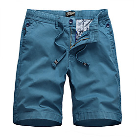Men's Shorts Chinos Shorts Pants Solid Color ArmyGreen Blue Khaki Dark Blue