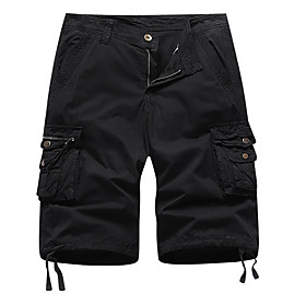Men's Shorts Cargo Breathable Daily Going out Shorts Tactical Cargo Pants Solid Colored Ankle-Length Zipper Pocket Blue Red Army Green Black Khaki