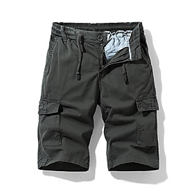Men's Shorts Cargo Shorts Shorts Pants Solid Colored ArmyGreen Black Khaki Gray