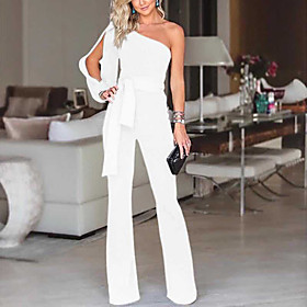 Women's Elegant  Luxurious Daily Wear 2021 White Blue Red Jumpsuit Solid Color