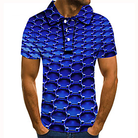 Men's Golf Shirt 3D Print 3D Graphic Prints Button-Down Short Sleeve Street Tops Casual Fashion Cool Blue / Sports