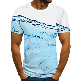 Men's Unisex Tee T shirt 3D Print Graphic Prints Running water Plus Size Print Short Sleeve Casual Tops Basic Fashion Designer Big and Tall Blue