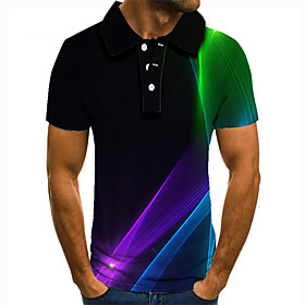 Men's Golf Shirt Tennis Shirt 3D Print Graphic Prints Streamer Button-Down Short Sleeve Street Tops Casual Fashion Cool Black / Sports