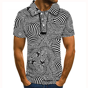 Men's Golf Shirt Tennis Shirt 3D Print Zebra Animal Button-Down Short Sleeve Street Tops Casual Fashion Cool Black / White / Sports
