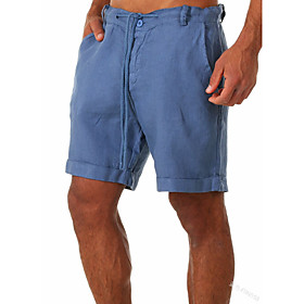 Men's Casual / Sporty Quick Dry Holiday Shorts Pants Plain Short Sporty Drawstring Zipper Pocket White Blue Khaki Green