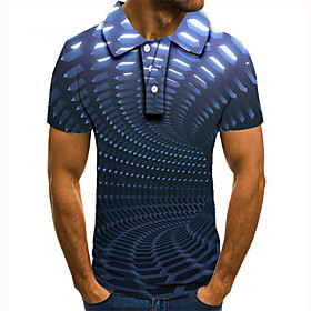 Men's Golf Shirt Tennis Shirt 3D Print Optical Illusion Geometry Button-Down Short Sleeve Street Tops Casual Fashion Cool Gray / Sports