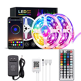 10M 30M RGB LED Strip Lights Bluetooth Smart Phone Controlled 20M 40M LED Light Strip 5050 LED Lights Sync to Music and 44 Keys Remote Cont