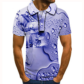 Men's Golf Shirt Tennis Shirt 3D Print Paisley Graphic Prints Button-Down Short Sleeve Street Tops Casual Fashion Cool Blue / Sports