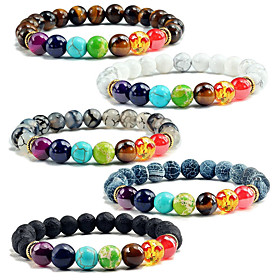 states 8mm colorful volcanic stone copper bracelet colorful seven chakra energy yoga bead bracelet