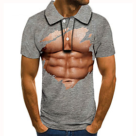 Men's Golf Shirt Tennis Shirt 3D Print Graphic Prints Muscle Button-Down Short Sleeve Street Tops Casual Fashion Cool Gray / Sports