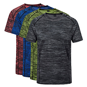 Men's T shirt Hiking Tee shirt Short Sleeve Crew Neck Tee Tshirt Top Outdoor Ventilation Quick Dry Lightweight Breathable Autumn / Fall Spring Summer POLY Stri