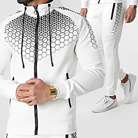 Men's 2 Piece Full Zip Tracksuit Sweatsuit Casual Athleisure 2pcs Winter Long Sleeve Thermal Warm Moisture Wicking Breathable Fitness Gym Workout Running Joggi
