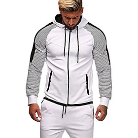 Homme Sweat à capuche zippé Rayé Bloc de couleur Fermeture éclair Capuche du quotidien Aptitude Vêtement de sport basique Pulls Capuche Pulls molletonnés Manch