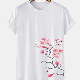 Men's Unisex Tee T shirt Hot Stamping Floral Butterfly Plus Size Short Sleeve Casual Tops 100% Cotton Basic Designer Big and Tall White Black Khaki
