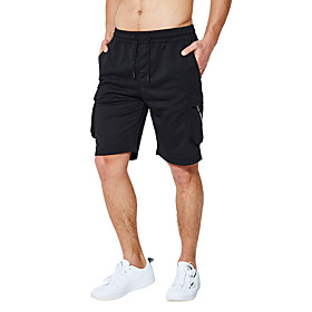 Men's Casual / Sporty Athleisure Quick Dry Breathable Sports Daily Beach Chinos Shorts Pants Solid Color Short Drawstring Elastic Waist Deep Blue ArmyGreen Bla