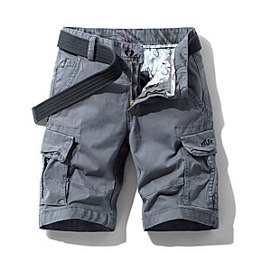 Men's Shorts Cargo Shorts Shorts Pants Solid Colored ArmyGreen Khaki Light Grey Dark Gray