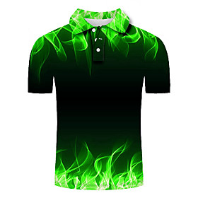 Men's Golf Shirt Tennis Shirt 3D Print Graphic Prints Streamer Button-Down Short Sleeve Street Tops Casual Fashion Cool Green / Sports