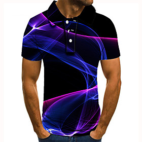Men's Golf Shirt Tennis Shirt 3D Print Graphic Prints Streamer Button-Down Short Sleeve Street Tops Casual Fashion Cool Blue / Sports