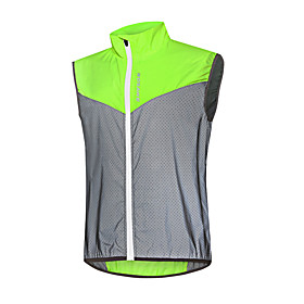WOSAWE Men's Sleeveless Cycling Vest Green Patchwork Bike Windproof Breathable Sports Patchwork Clothing Apparel