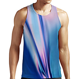 Men's Unisex Tank Top Undershirt 3D Print Gradient Graphic Prints Plus Size Print Sleeveless Casual Tops Basic Designer Big and Tall Blue