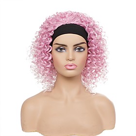Headband wig headscarf wig ladies pink gradient color african small curly hair personalized fashion wig