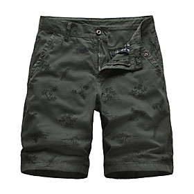 Men's Basic Shorts Breathable Daily Going out Chinos Shorts Pants Tropical Leaf Short Zipper Pocket Gray