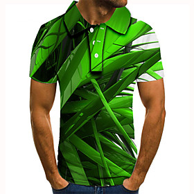 Men's Golf Shirt Tennis Shirt 3D Print Graphic Prints Geometry Button-Down Short Sleeve Street Tops Casual Fashion Cool Green / Sports
