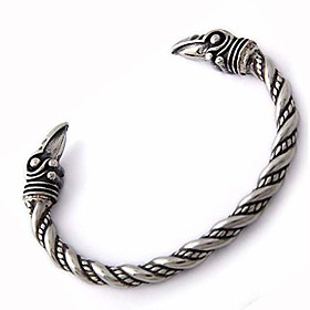 turtledove viking raven bracelet bangle - adjustable stainless steel norse scandinavian torc