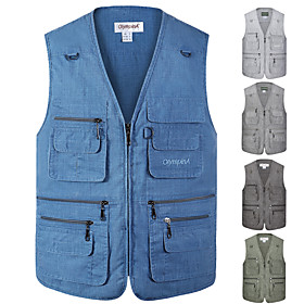 Men's Fishing Vest with Multi-Pockets Outdoor Safari Hiking Vest Quick Dry Lightweight Breathable Summer Photography Army Green Blue Dark Gray / Cotton