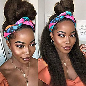 wigs with headbands attached for black women long kinky straight headband wigs for women synthetic headband wigs hair glueless 20 inches natural color pre-atta