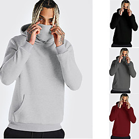 Homme Sweat-shirt à capuche Couleur unie Poche avant Capuche du quotidien Aptitude basique Polaire fine Pulls Capuche Pulls molletonnés Manches Longues Noir Gr