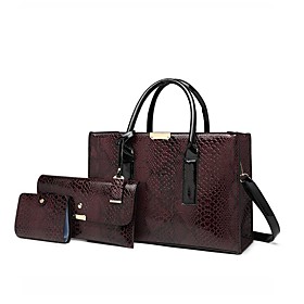 Women's Bags Bag Set Top Handle Bag 3 Pcs Purse Set Date Office  Career Bag Sets Handbags Black Brown
