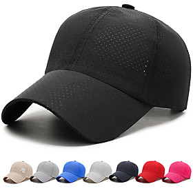 Baseball Cap Running Hat Women's Men's Headwear Solid Colored Adjustable Foldable for Fitness Baseball Running Autumn / Fall Spring Summer Dark Grey White Blac