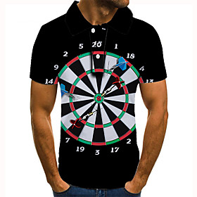 Men's Golf Shirt Tennis Shirt 3D Print Graphic Prints Letter Button-Down Short Sleeve Street Tops Casual Fashion Cool Black / Sports