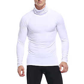 LITB Basic Men's Heaps Collar Shirt Quick Dry Fitting Tops Solid Color Long Sleeve Wear Sport Tight Fitting Tops