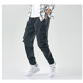 Men's Chino Pants Jeans Pants Solid Color Black Blue