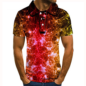 Men's Golf Shirt Tennis Shirt 3D Print Graphic Prints Interstellar Button-Down Short Sleeve Street Tops Casual Fashion Cool Red / Sports