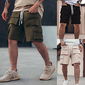 Men's Sporty Casual / Sporty Streetwear Quick Dry Breathable Soft Daily Sports Chinos Shorts Bermuda shorts Pants Solid Color Short Drawstring Elastic Waist Ar