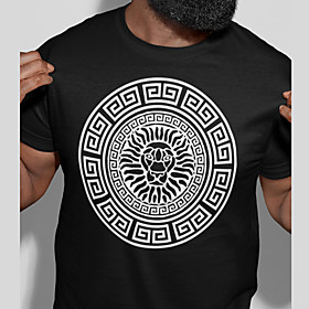 Men's Unisex Tee T shirt Hot Stamping Graphic Prints Lion Plus Size Print Short Sleeve Casual Tops Cotton Basic Fashion Designer Big and Tall Round Neck Black