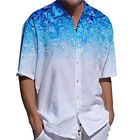 Men's Shirt 3D Print Graphic Prints Plus Size 3D Print Button-Down Short Sleeve Casual Tops Casual Fashion Streetwear Breathable Blue / Sports