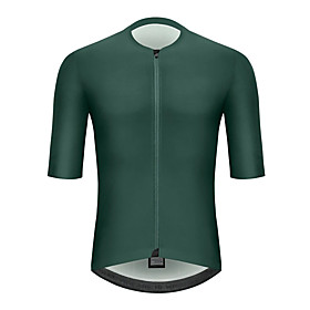 21Grams Men's Short Sleeve Cycling Jersey Summer Spandex Polyester Dark Green Solid Color Bike Jersey Top Mountain Bike MTB Road Bike Cycling Quick Dry Moistur