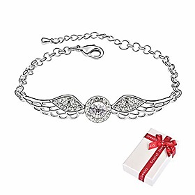 shuxy heart shaped angel wing bracelet women bracelet forever love adjustable bracelets rhinestone double link heart bangles bracelets with crystal gifts for g