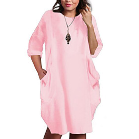 Women's Plus Size Dress T Shirt Dress Tee Dress Knee Length Dress Plain Pocket Light Pink Black Army Green  L XL XXL 3XL 4XL 5XL