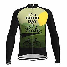 21Grams Men's Long Sleeve Cycling Jersey Spandex Polyester Green Bike Jersey Top Mountain Bike MTB Road Bike Cycling Quick Dry Moisture Wicking Breathable Spor