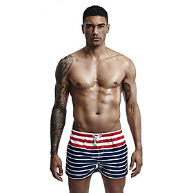 Men's Swim Bottoms Swimsuit Drawstring Striped Blue Swimwear Bathing Suits Casual / Summer / Beach