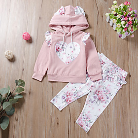 Baby Girls' Active Floral Print Long Sleeve Regular Clothing Set Blushing Pink