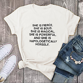 Women's Mom T shirt Graphic Text Graphic Prints Print Round Neck Basic Tops 100% Cotton White Red Light Blue