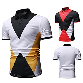 Men's Golf Shirt Color Block Short Sleeve Daily Tops Simple Fashion Comfortable White Black