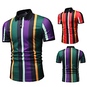 Men's Golf Shirt Other Prints Color Block Short Sleeve Casual Tops Casual Red Green / Summer